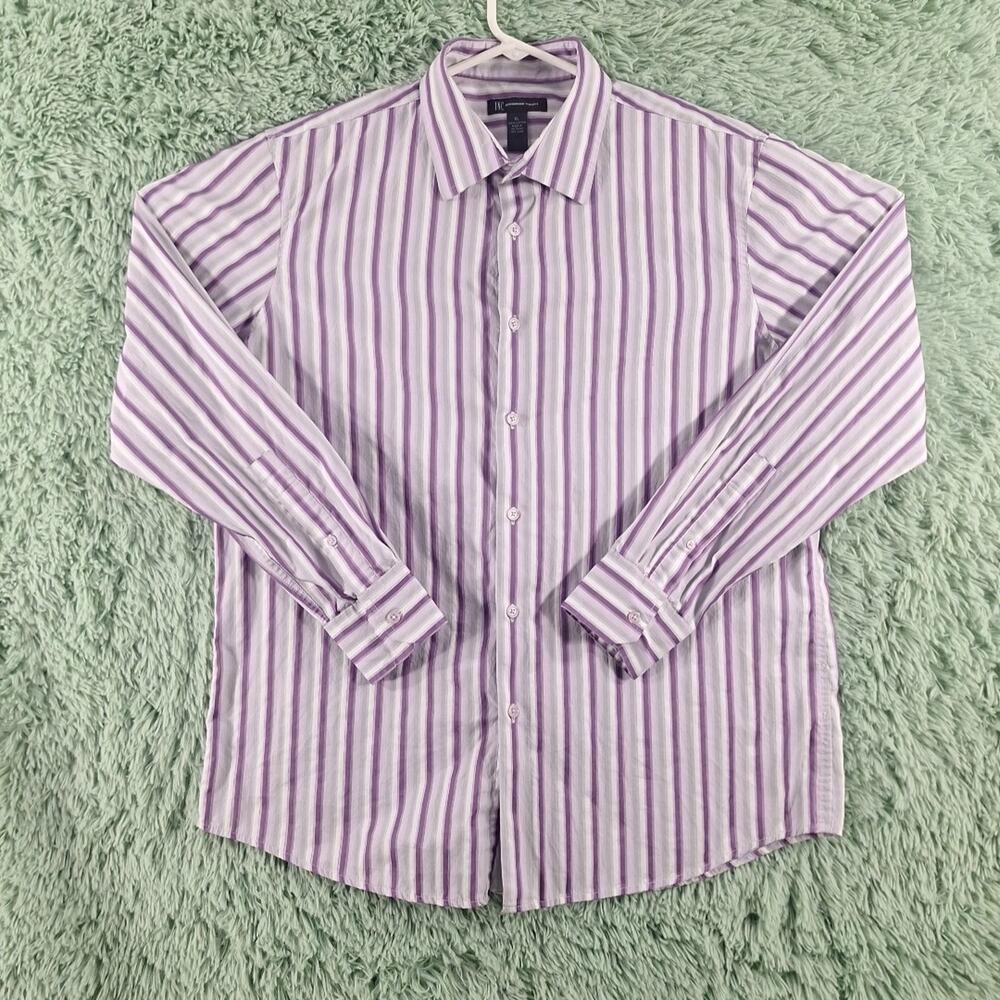 International Concepts Inc Xl Button Up Mens Purple Striped